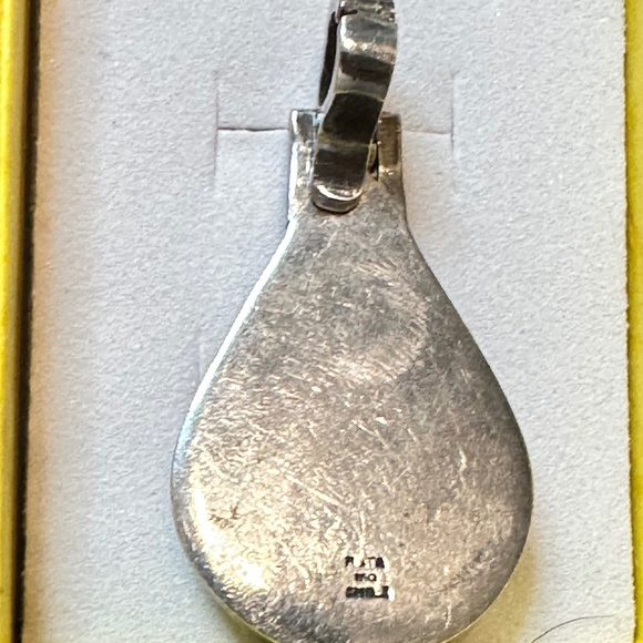 950 Mexican Sterling Silver. Lapis lazuli pendant enhancer bail. Genuine stone. - Picture 2 of 15